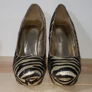 Sequin Zebra Heels - 263